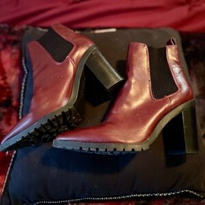 Burgundy and Black Booties